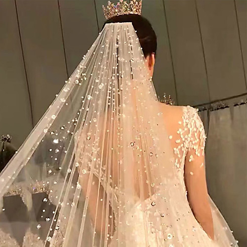 

One-tier Classic Style / Lace Wedding Veil Chapel Veils with Solid / Pattern POLY / Lace