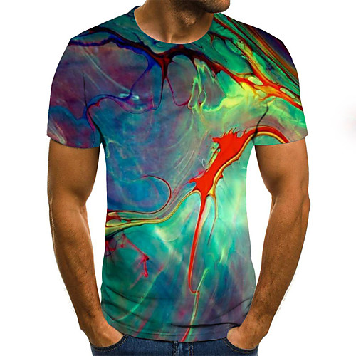

Men's 3D T-shirt Daily Round Neck Rainbow / Short Sleeve