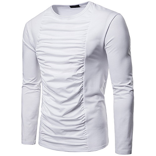 

Men's T shirt Solid Colored Long Sleeve Daily Tops White Black