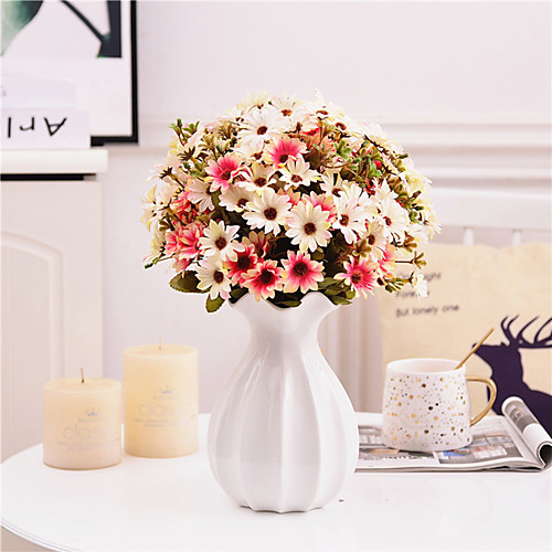 

Artificial Small Daisy Fresh with Grass Chrysanthemum Plastic Fower Garden Wedding Home Christmas Decor