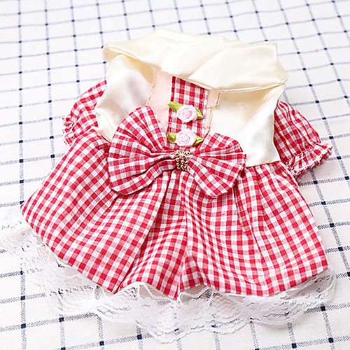 

Cat Dog Dress Plaid / Check Fashion Casual / Daily Dog Clothes Puppy Clothes Dog Outfits Red Pink Light Blue Costume for Girl and Boy Dog Cotton XS S M L XL