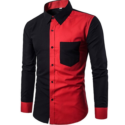 

Men's Color Block Shirt Daily Black / Red / Long Sleeve