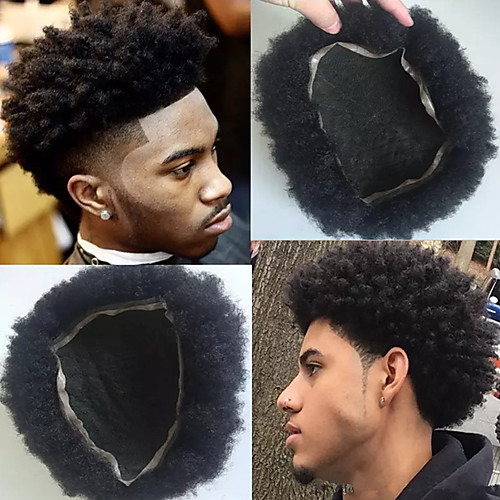 

Men's Human Hair Toupees Curly Full Lace Best Quality / New / Hot Sale / Natural Hairline