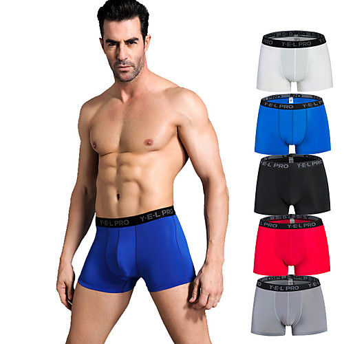 

YUERLIAN Men's Sports Underwear Running Tight Shorts Boxer Brief Mesh Sports Underwear Shorts Briefs Running Exercise & Fitness Trail Breathable Quick Dry Soft Plus Size Solid Colored Red / White