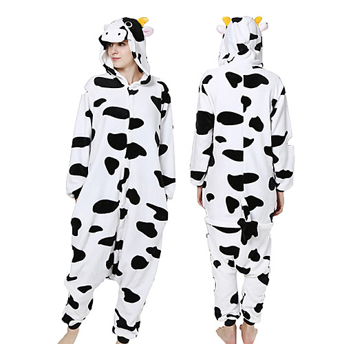 

Adults' Kigurumi Pajamas Milk Cow Animal Onesie Pajamas Coral fleece Black Cosplay For Men and Women Animal Sleepwear Cartoon Festival / Holiday Costumes / Leotard / Onesie / Leotard / Onesie