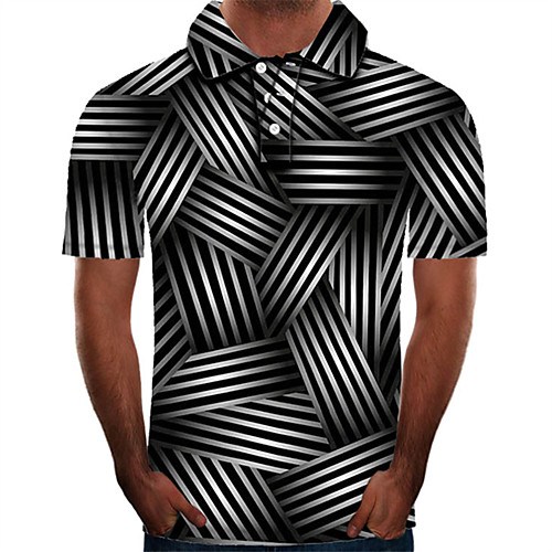 

Men's Plus Size Color Block 3D Print Polo Street chic Exaggerated Daily Holiday Shirt Collar Black / Short Sleeve