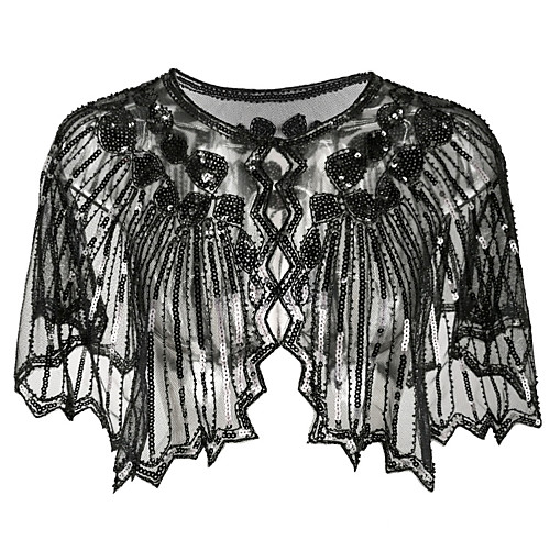 

The Great Gatsby Retro Vintage 1920s Masquerade Women's Sequins Tulle Sequin Costume Golden / White / Black Vintage Cosplay Party Halloween / Shawl