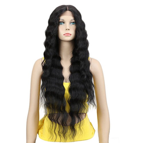 

Synthetic Lace Front Wig Wavy Middle Part Lace Front Wig Long Black#1B Synthetic Hair 18-30 inch Women's Adjustable Heat Resistant Party Black