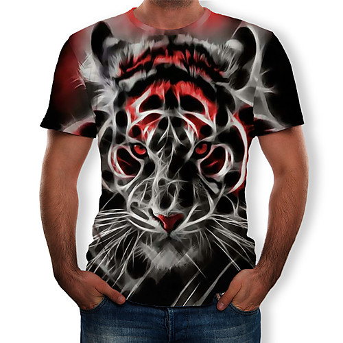 

Men's T shirt Graphic 3D Print Short Sleeve Daily Tops Gray