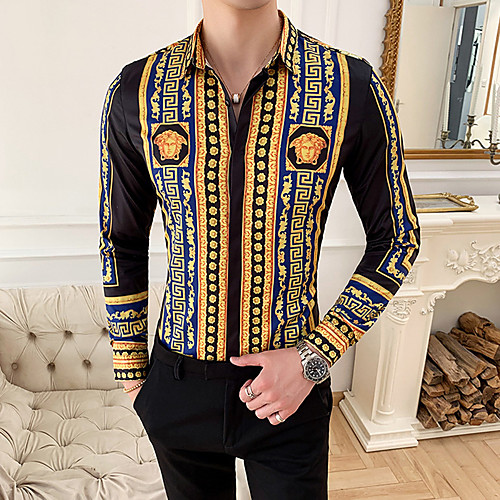 

Men's Floral Slim Shirt Daily Black / Long Sleeve