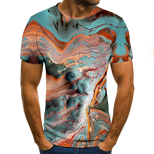 

Men's 3D Print T-shirt Daily Round Neck Navy Blue / Short Sleeve
