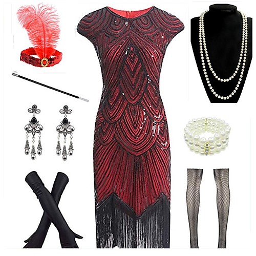 

The Great Gatsby 1920s 1930s The Great Gatsby Vacation Dress Flapper Dress Outfits Party Costume Flapper Headband Women's Tassel Fringe Costume Bracelet White / Black / Red Vintage Cosplay Festival
