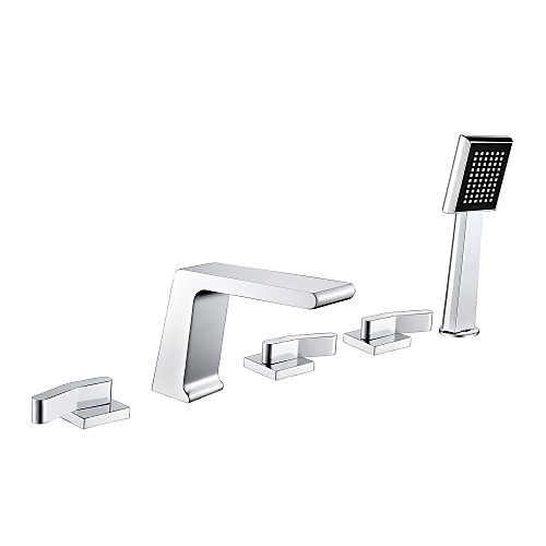 

Bathtub Faucet - Contemporary Chrome Widespread Brass Valve Bath Shower Mixer Taps