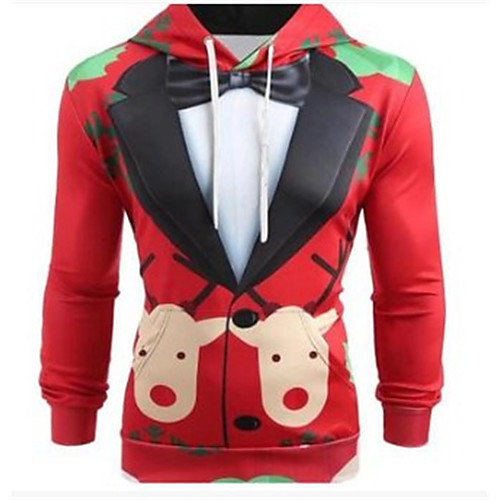 

Men's Hoodie Print Ugly Christmas Hooded Daily Christmas Hoodies Sweatshirts Black Red