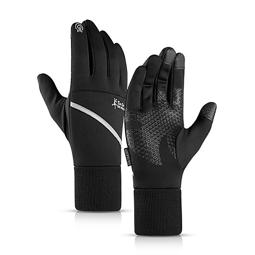 

Winter Bike Gloves / Cycling Gloves Windproof Warm Wearable Stretchy Full Finger Gloves Sports Gloves Fleece Black Grey for Adults Cycling / Bike Activity & Sports Gloves