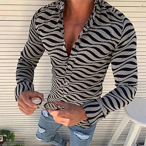 

Men's Striped Shirt Daily Black / Long Sleeve