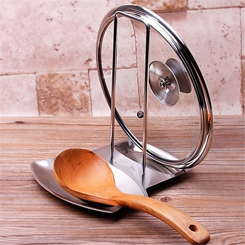 

Storage Tray Stainless Steel Pan Pot Lid Rack Stand Spoon Holder Stove Organizer Storage Kitchen Accessory