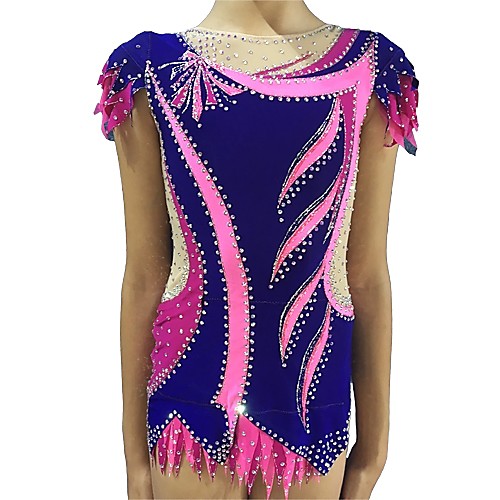 

21Grams Rhythmic Gymnastics Leotards Artistic Gymnastics Leotards Women's Girls' Leotard Purple Spandex High Elasticity Handmade Jeweled Diamond Look Sleeveless Competition Dance Rhythmic Gymnastics