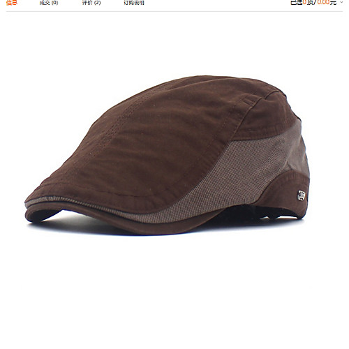 

Men's Basic Polyester Beret Hat-Color Block Black Brown Green