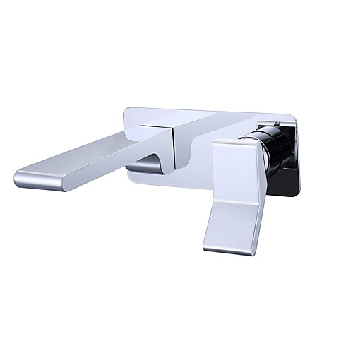 

Bathroom Sink Faucet - Wall Mount / Waterfall Chrome Wall Mounted Single Handle Two HolesBath Taps
