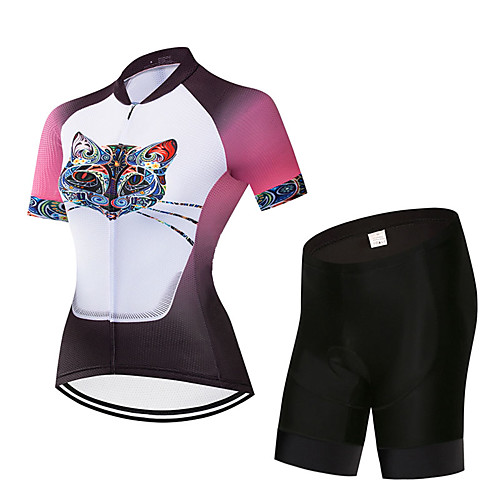 

Women's Short Sleeve Cycling Jersey with Shorts PinkWhite Animal Cartoon Bike Clothing Suit Quick Dry Sports Animal Mountain Bike MTB Road Bike Cycling Clothing Apparel / Stretchy