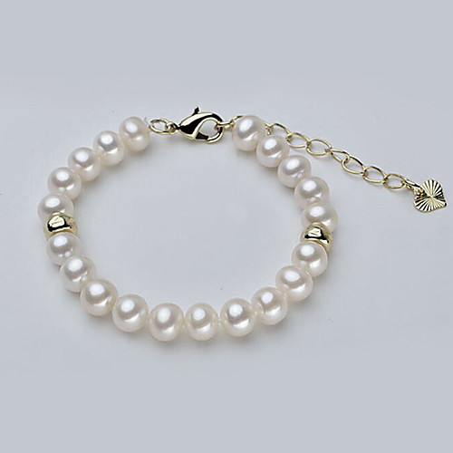 

Women's Pearl Freshwater Pearl Bead Bracelet Ladies Simple Korean Fashion Stainless Steel Bracelet Jewelry Gold For Party Gift / Gold Plated