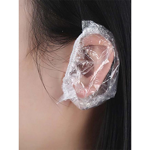 

100 Pcs Transparent Earcap Hair Dye Disposable Shampoo Waterproof Plastic Earmuffs For Hair Salon