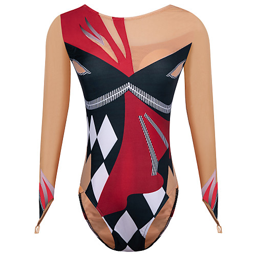 

Rhythmic Gymnastics Leotards Artistic Gymnastics Leotards Women's Girls' Leotard Red Spandex High Elasticity Handmade Shading Sleeveless Competition Dance Ice Skating Rhythmic Gymnastics Figure