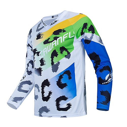 

CAWANFLY Men's Long Sleeve Cycling Jersey Downhill Jersey Dirt Bike Jersey Winter Polyester White Bike Jersey Top Mountain Bike MTB Thermal / Warm Breathable Quick Dry Sports Clothing Apparel