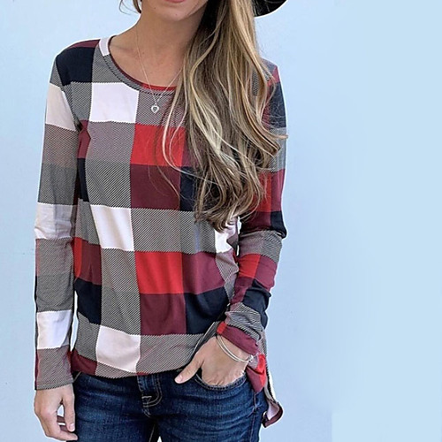 

Women's Daily T-shirt - Plaid Purple