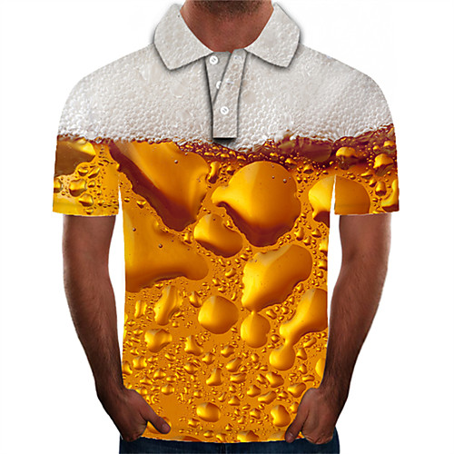 

Men's Plus Size 3D Graphic Polo Street chic Exaggerated Daily Going out Shirt Collar Yellow / Short Sleeve