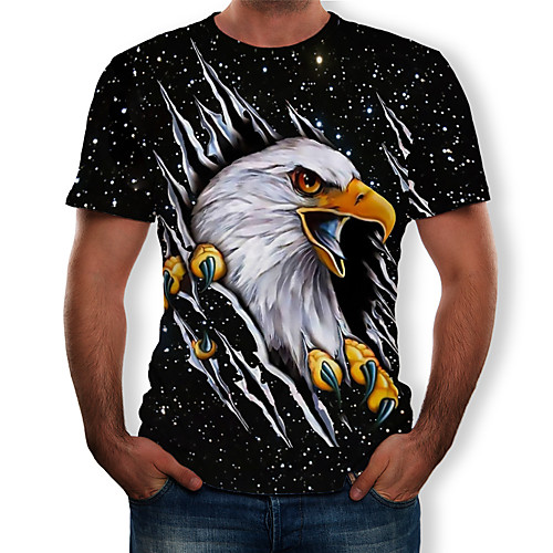 

Men's 3D Print Slim T-shirt Daily Round Neck Black / Short Sleeve