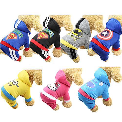 

Dog Cat Sweater Hoodie Jumpsuit Winter Dog Clothes Black Light Blue Yellow Costume Husky Labrador Alaskan Malamute Polyester Plush Fabric Mixed Material One Piece Warm Ups XS S M L XL XXL