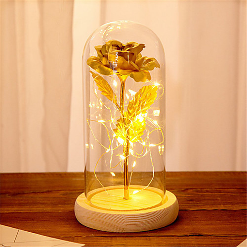 

Creative valentine's day gift 24k gold foil rose glass cover decoration LED with lights without batteries