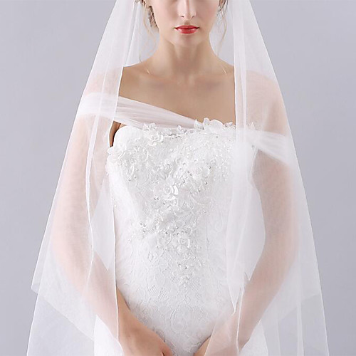 

Two-tier Classic Style / Lace Wedding Veil Fingertip Veils with Solid POLY / Lace