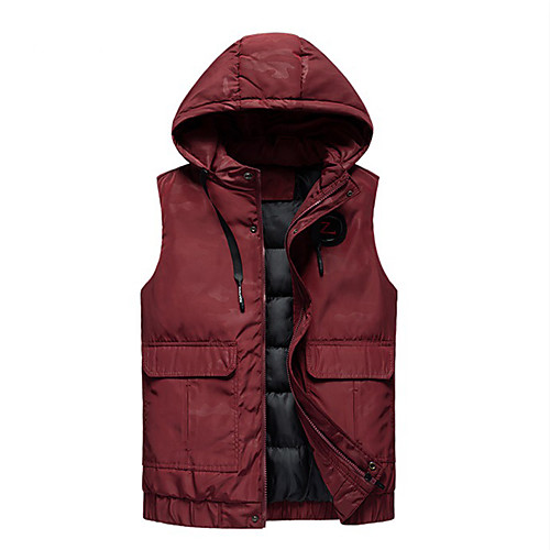 

Men's Solid Colored Fall Vest Regular Daily Sleeveless Polyester Coat Tops Black