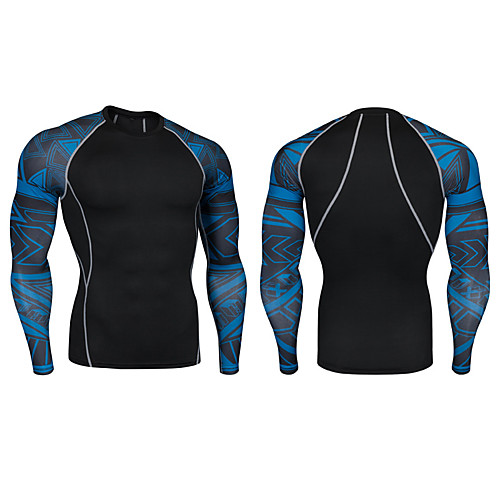 

Men's Sweatshirt Winter Print Red black Black / Red Yellow / Black Black / Blue Spandex Running Fitness Gym Workout Top Plus Size Long Sleeve Sport Activewear Breathable Quick Dry Anatomic Design