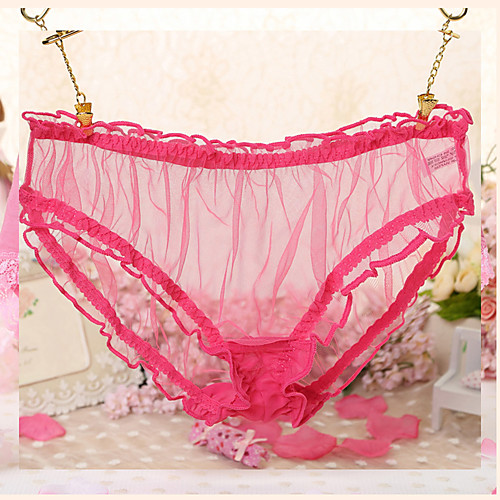 

Women's Lace / Cut Out / Flower Briefs - Normal Mid Waist Black Purple Blushing Pink One-Size