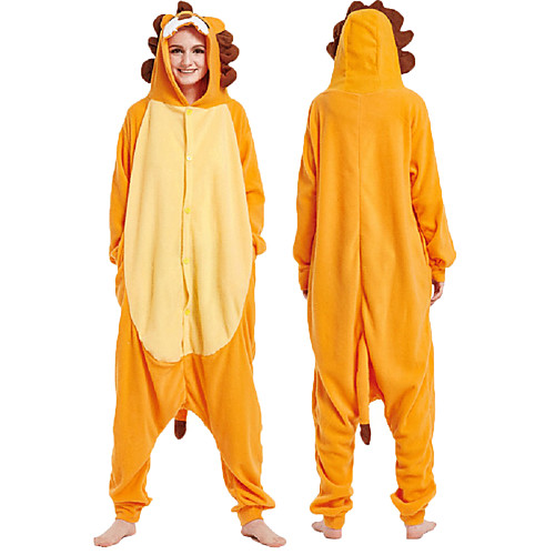 

Adults' Kigurumi Pajamas Lion Animal Onesie Pajamas Coral fleece Orange Cosplay For Men and Women Animal Sleepwear Cartoon Festival / Holiday Costumes