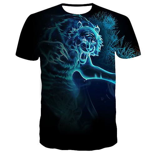 

Men's 3D Print T-shirt Daily Round Neck Blue / Short Sleeve