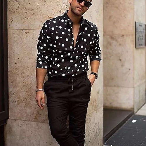 

Men's Polka Dot Shirt Daily Black / Long Sleeve