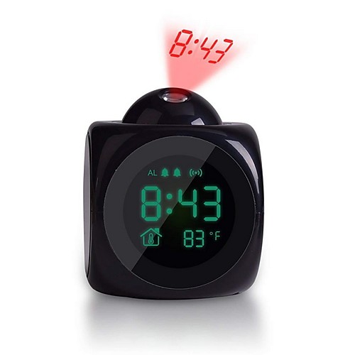 

Projection Alarm Clock Voice Alarm Clock with Digital LCD Screen with Home Electronic Thermometer Time Wall Ceiling Projection, Cute Design for Living Room and Bedroom 8cm8cm8.5cm