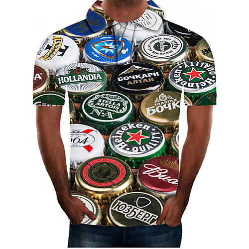 

Men's Polo Graphic 3D Plus Size Print Short Sleeve Daily Tops Streetwear Exaggerated Rainbow