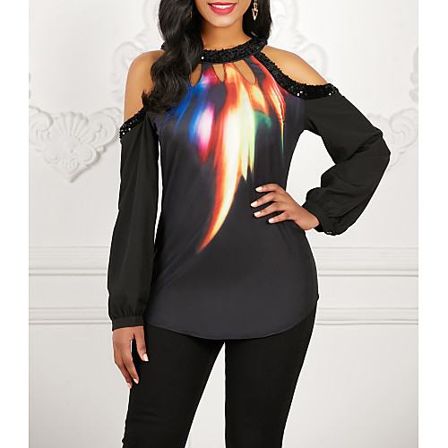 

Women's Galaxy T-shirt Daily Off Shoulder Black
