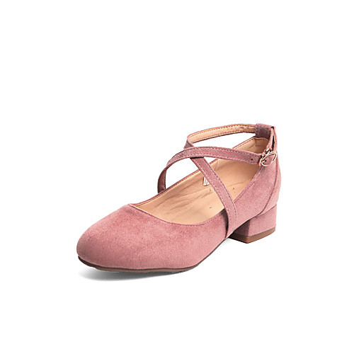 

Women's Heels Low Heel Round Toe Suede Casual / Minimalism Spring & Summer Black / Pink / Beige