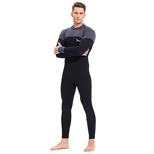 

YON SUB Men's Full Wetsuit 3mm CR Neoprene Diving Suit Thermal / Warm Waterproof Zipper Long Sleeve Back Zip - Diving Water Sports Patchwork Autumn / Fall Spring Winter / Micro-elastic