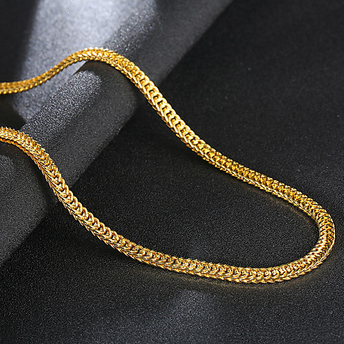 

Men's Chain Necklace Long Necklace Classic Precious Unique Design Punk Fashion Gold Plated Chrome Gold 75 cm Necklace Jewelry 1pc For Daily Street Work