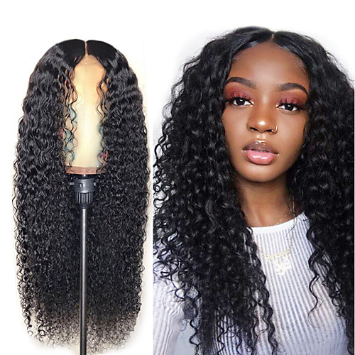 

Synthetic Wig Afro Curly Asymmetrical Wig Long Natural Black Synthetic Hair 25 inch Women's Best Quality Black