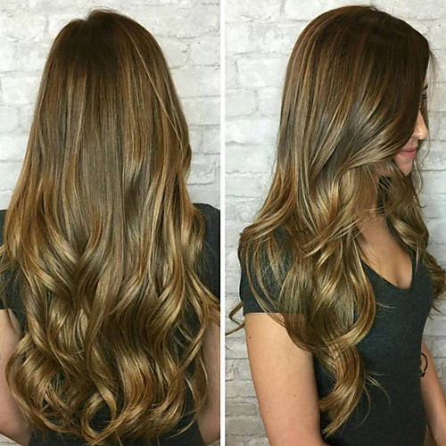 

Synthetic Wig Curly Body Wave Asymmetrical Wig Long Brown Synthetic Hair 27 inch Women's Best Quality Blonde