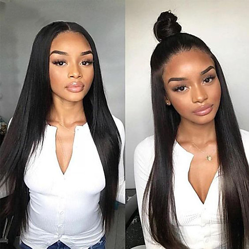 

Synthetic Lace Front Wig Straight Middle Part Lace Front Wig Long Natural Black #1B Synthetic Hair 18-26 inch Women's Soft Adjustable Party Black